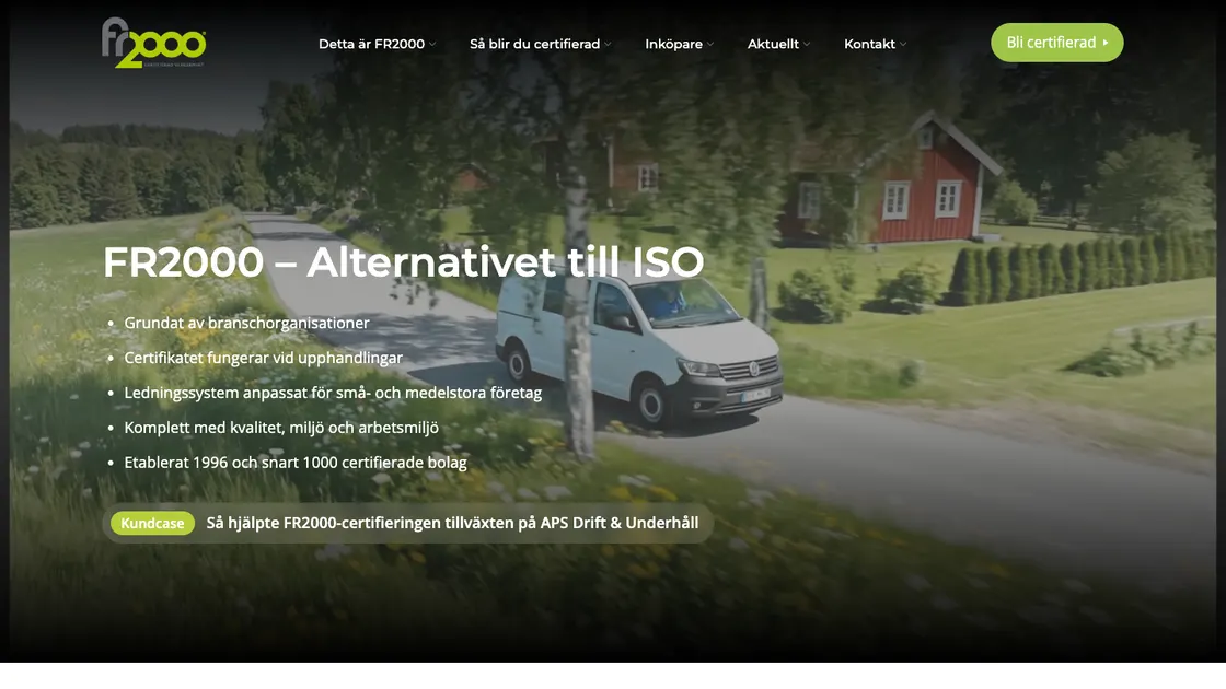 Startsidan för FR2000
