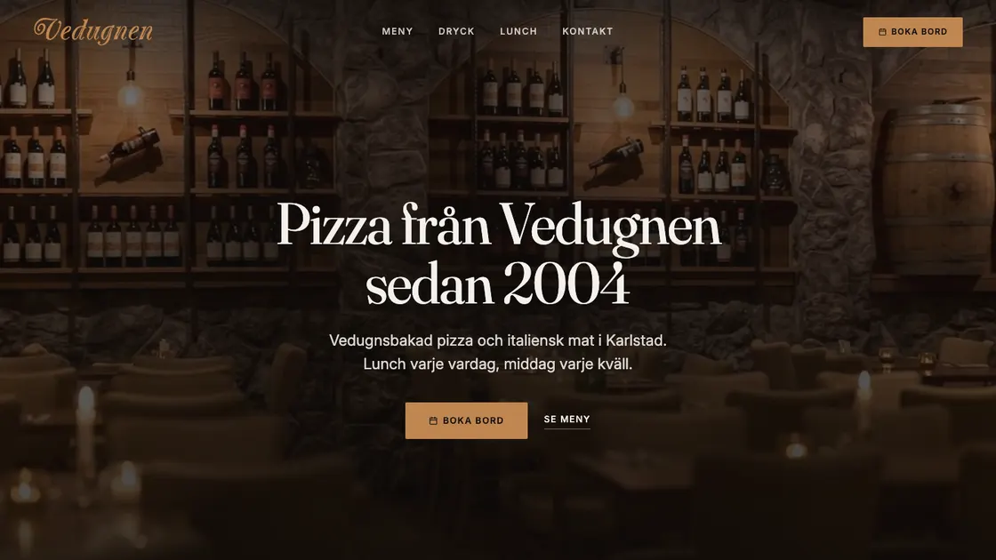 Startsidan för Vedugnen